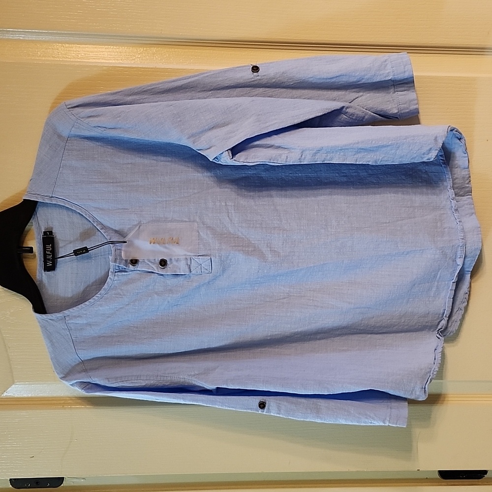 WULFUL HENLEY SHIRT LOOSE FIT LONG SLEEVE CASUAL T-SHIRT